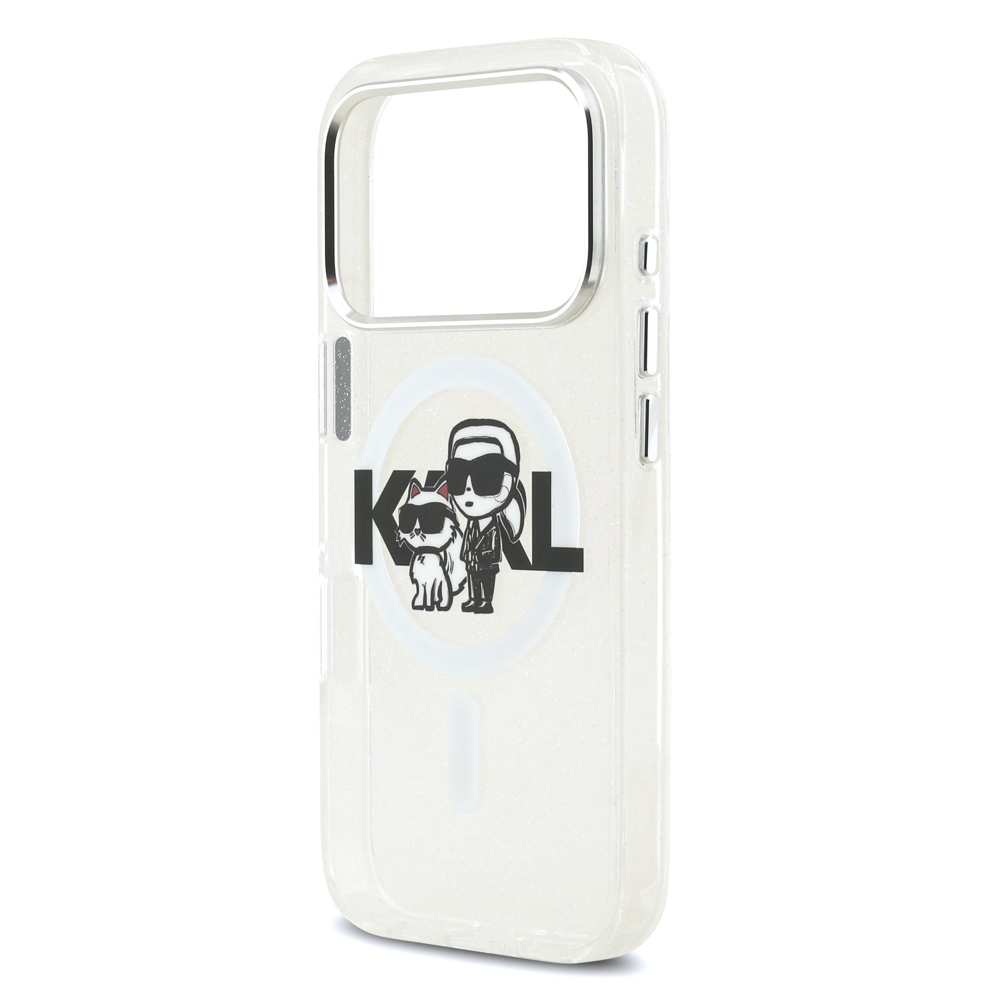 KARL KLHMP17LHGKCGKBT HardCase MagSafe IML Glitter K&C SKETCH Logo Transparent iPhone 17 Pro