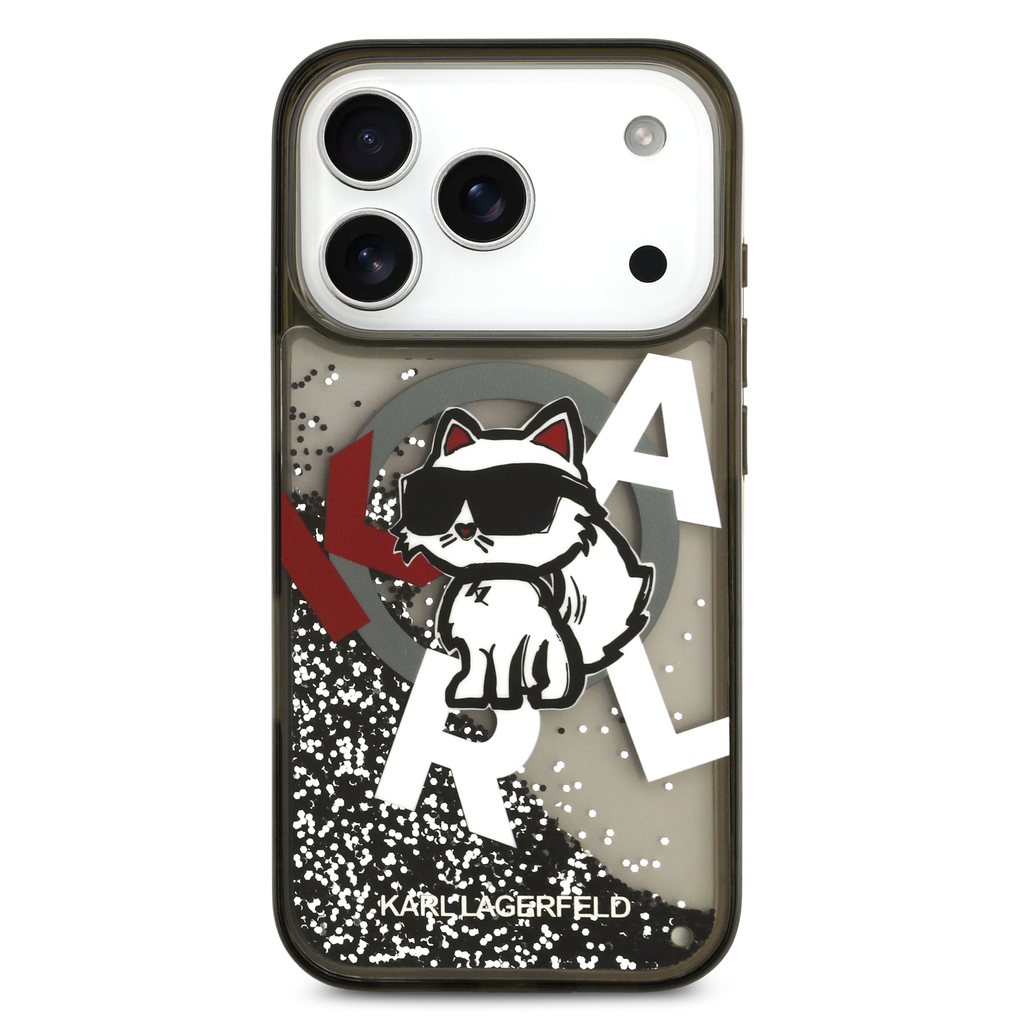 KARL KLHMP17LLCHSCTDK HardCase MagSafe LIQUID Glitter W/ CHOUPETTE Logo Black iPhone 17 Pro