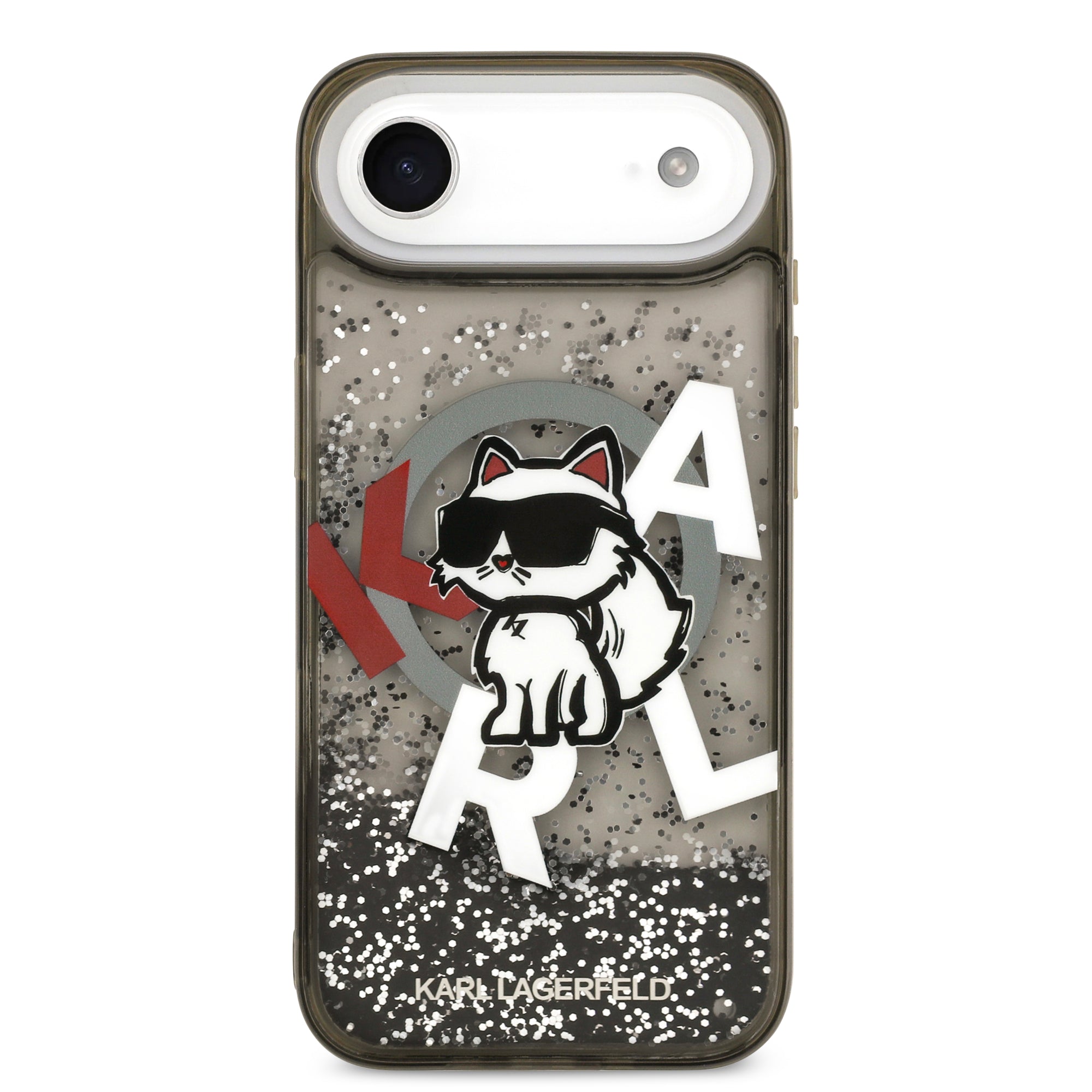 KARL KLHMP17MLCHSCTDK HardCase MagSafe LIQUID Glitter W/ CHOUPETTE Logo Black iPhone 17 Air