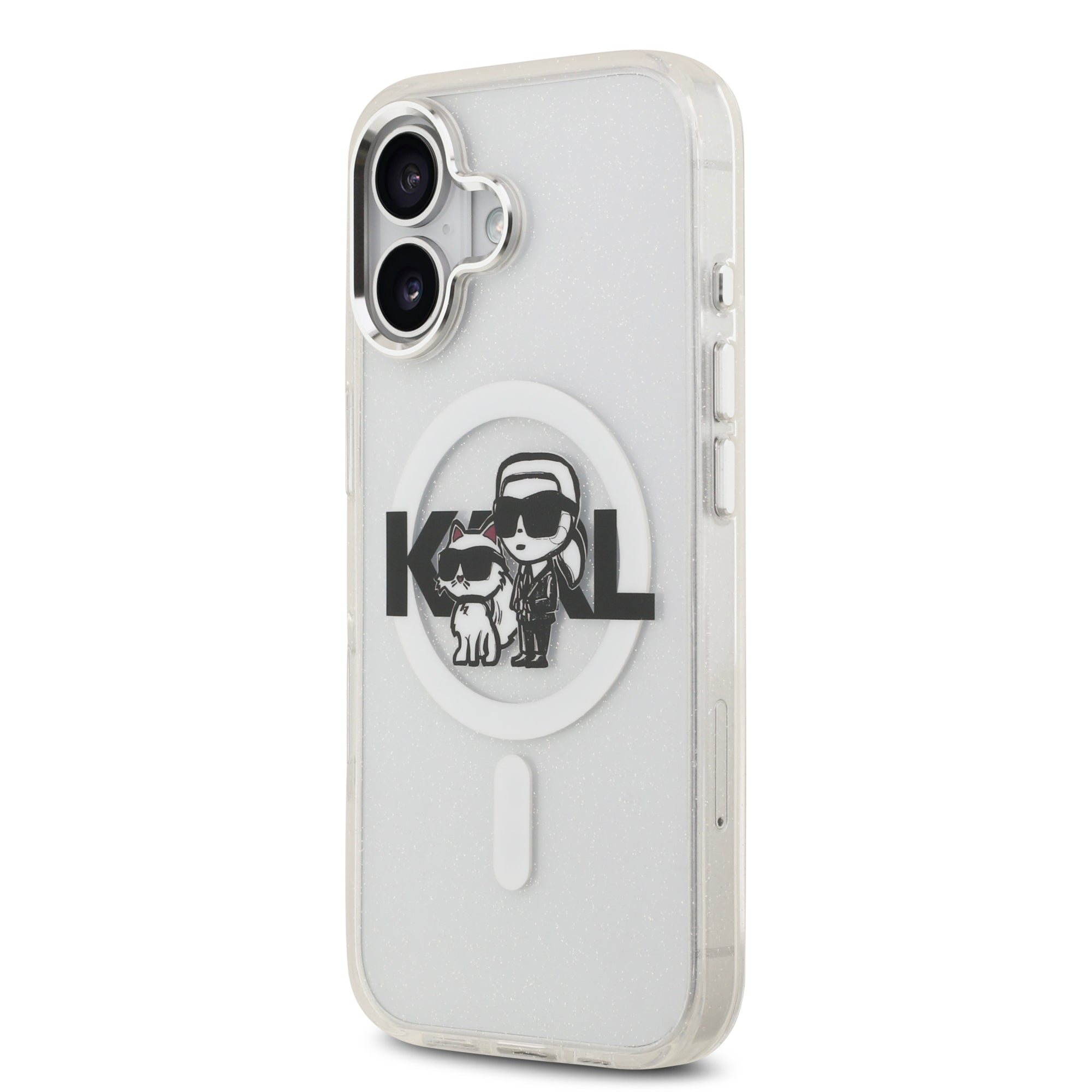 KARL KLHMP17SHGKCGKBT HardCase MagSafe IML Glitter K&C SKETCH Logo Transparent iPhone 17