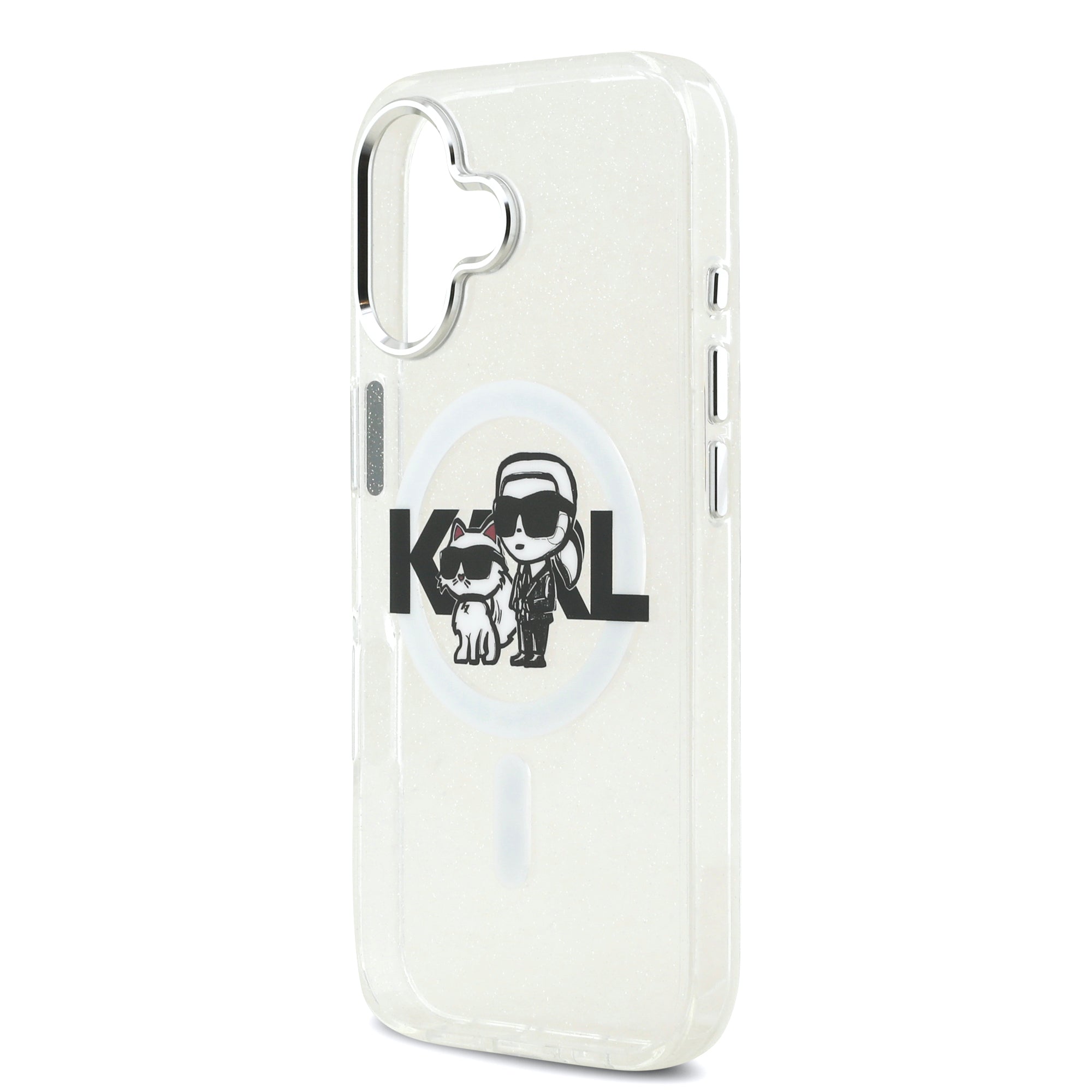 KARL KLHMP17SHGKCGKBT HardCase MagSafe IML Glitter K&C SKETCH Logo Transparent iPhone 17