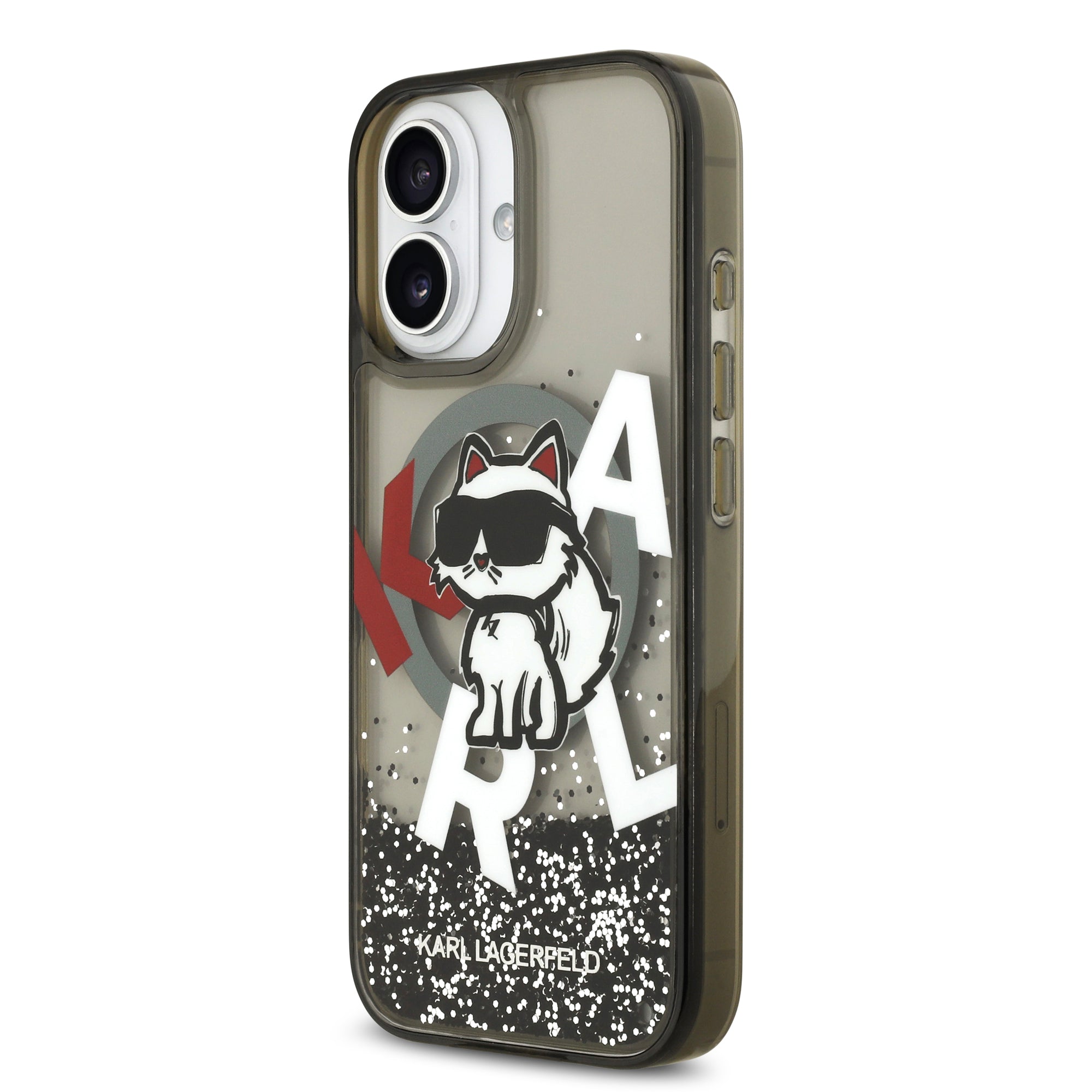 KARL KLHMP17SLCHSCTDK HardCase MagSafe LIQUID Glitter W/ CHOUPETTE Logo Black iPhone 17