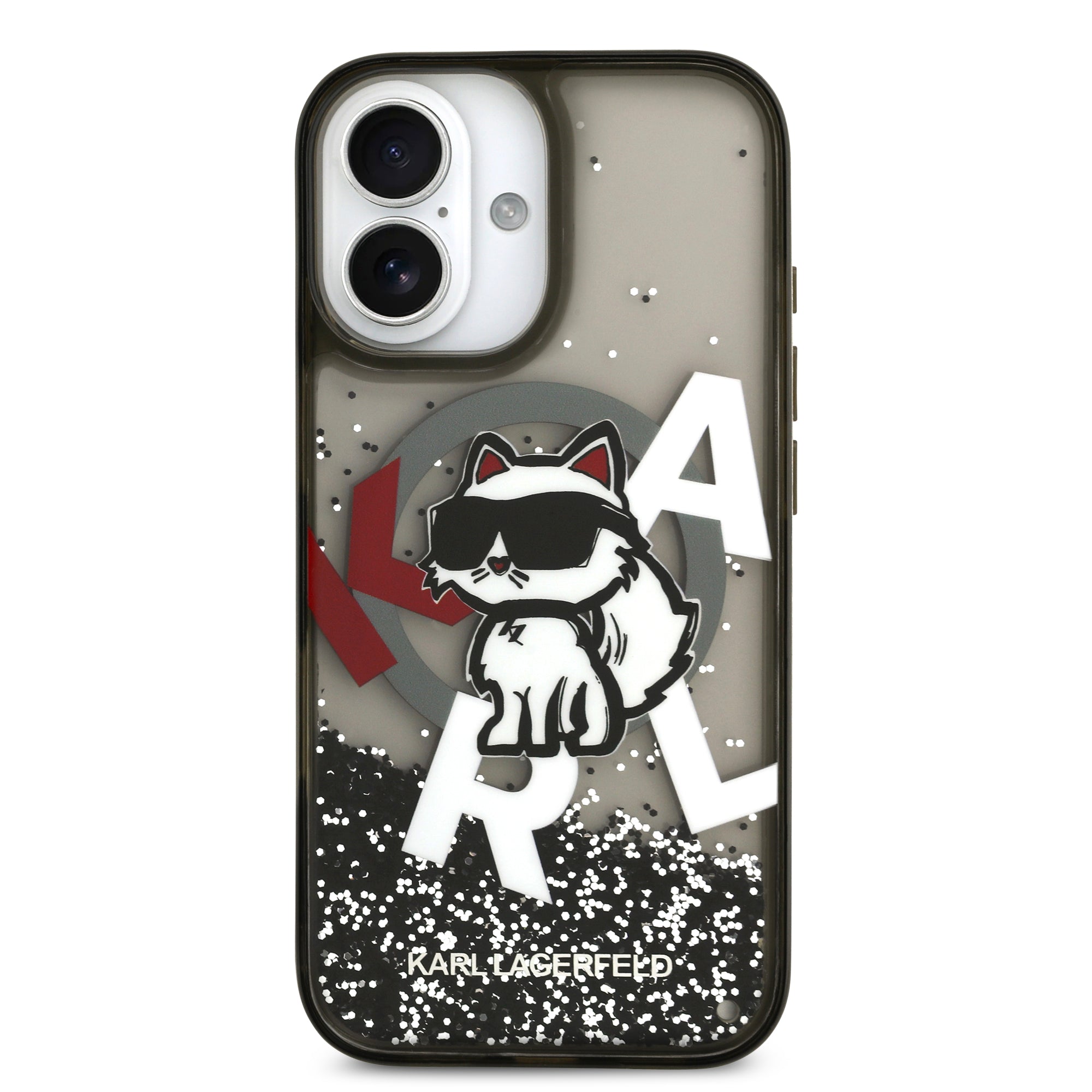 KARL KLHMP17SLCHSCTDK HardCase MagSafe LIQUID Glitter W/ CHOUPETTE Logo Black iPhone 17