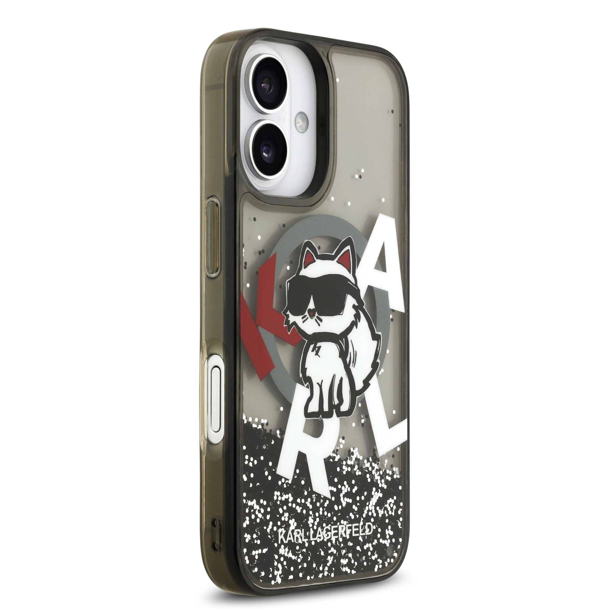 KARL KLHMP17SLCHSCTDK HardCase MagSafe LIQUID Glitter W/ CHOUPETTE Logo Black iPhone 17