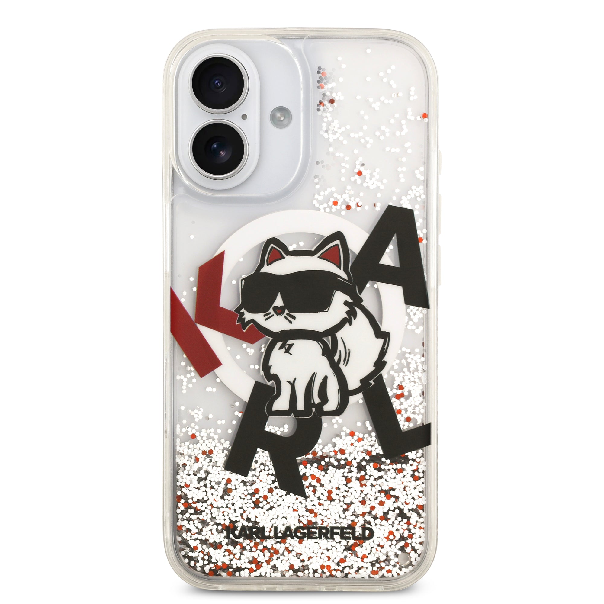 KARL KLHMP17SLCHSCTDT HardCase MagSafe LIQUID Glitter W/ CHOUPETTE Transparent iPhone 17