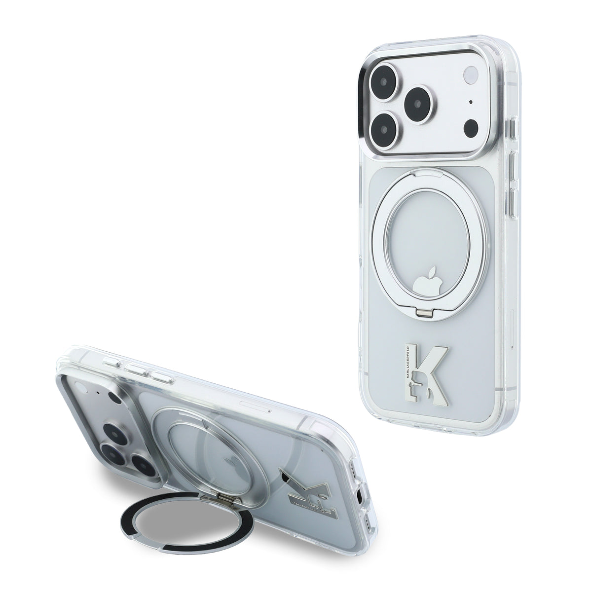 Karl Lagerfeld IML Ring Stand 360 Kameo Metal MagSafe Case for iPhone 18 Pro / 17 Pro Transparent