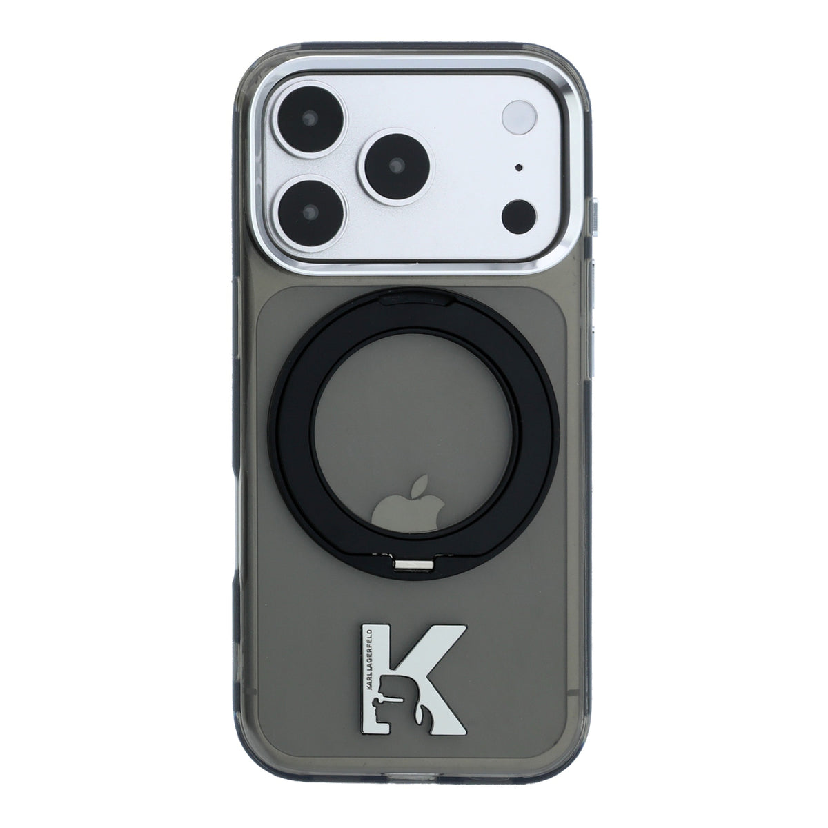 Karl Lagerfeld IML Ring Stand 360 Kameo Metal MagSafe Case for iPhone 18 Pro / 17 Pro Black