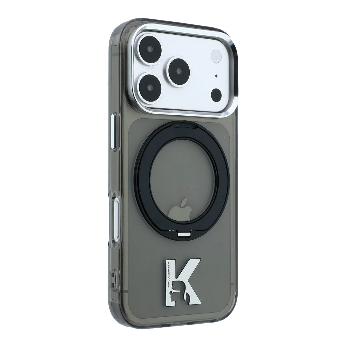 Karl Lagerfeld IML Ring Stand 360 Kameo Metal MagSafe Case for iPhone 18 Pro / 17 Pro Black