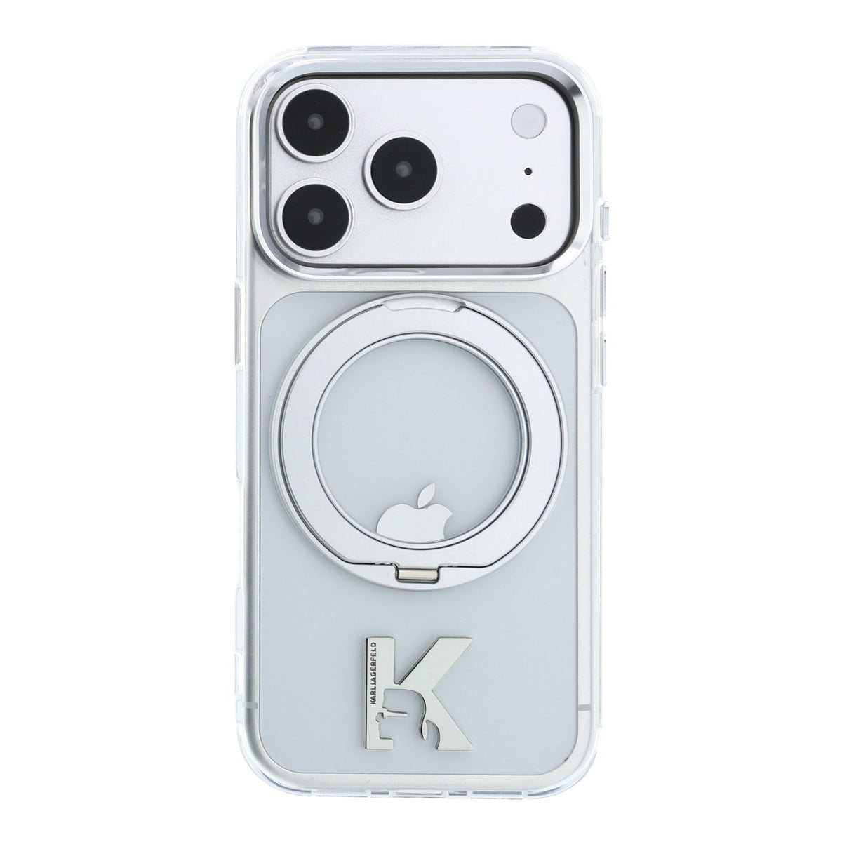 Karl Lagerfeld IML Ring Stand 360 Kameo Metal MagSafe Case for iPhone 18 Pro Max / 17 Pro Max Transparent