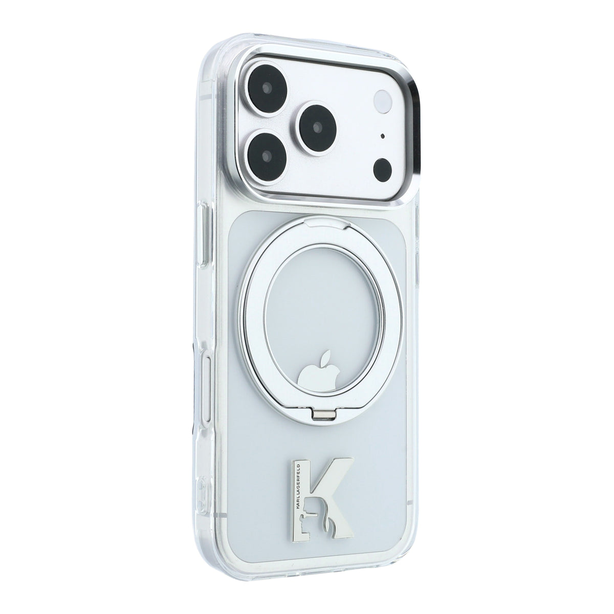 Karl Lagerfeld IML Ring Stand 360 Kameo Metal MagSafe Case for iPhone 18 Pro Max / 17 Pro Max Transparent