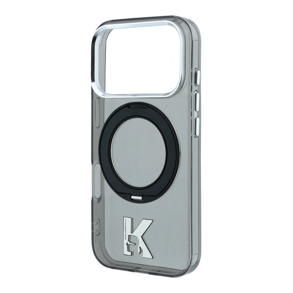 Karl Lagerfeld IML Ring Stand 360 Kameo Metal MagSafe Case for iPhone 18 Pro Max / 17 Pro Max Black