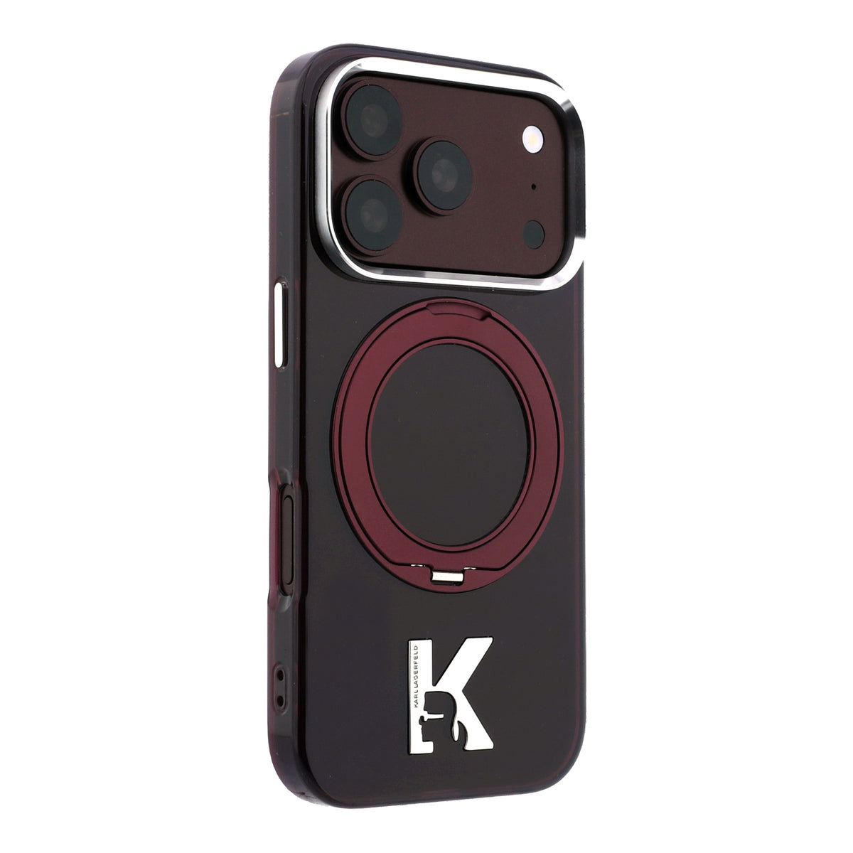 Karl Lagerfeld IML Ring Stand 360 Kameo Metal MagSafe Case for iPhone 18 Pro / 17 Pro Burgundy