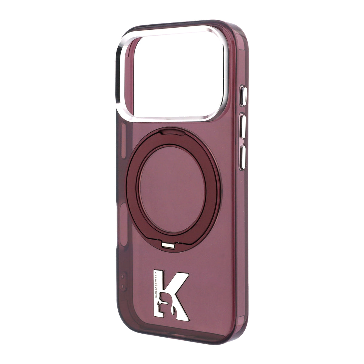 Karl Lagerfeld IML Ring Stand 360 Kameo Metal MagSafe Case for iPhone 18 Pro / 17 Pro Burgundy