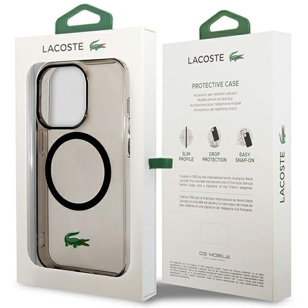 Lacoste LCHMP14XULOK iPhone 14 Pro Max black hardcase Transparent MagSafe