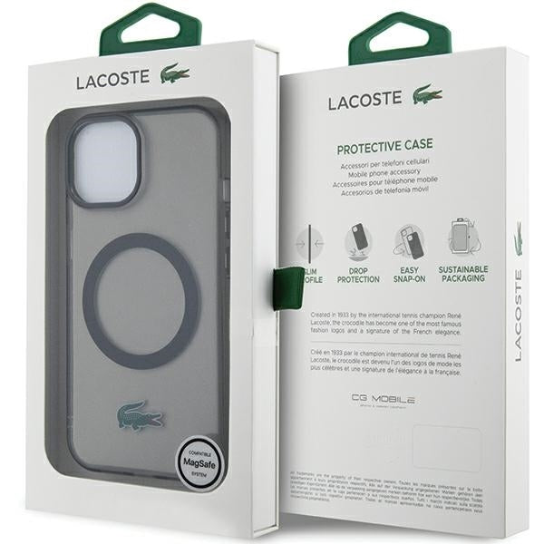 Lacoste LCHMP15SULOK iPhone 15 / 14 / 13 black hardcase Transparent MagSafe
