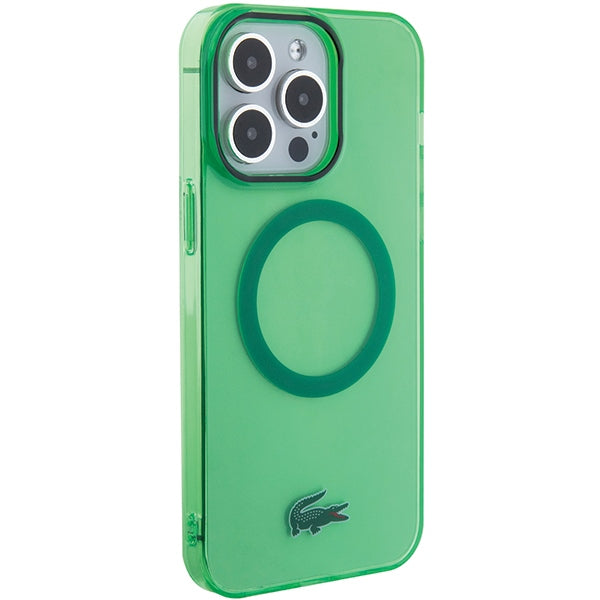 Lacoste LCHMP15LULON iPhone 15 Pro Green hardcase with Transparent design and MagSafe