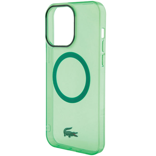 Lacoste LCHMP15LULON iPhone 15 Pro Green hardcase with Transparent design and MagSafe