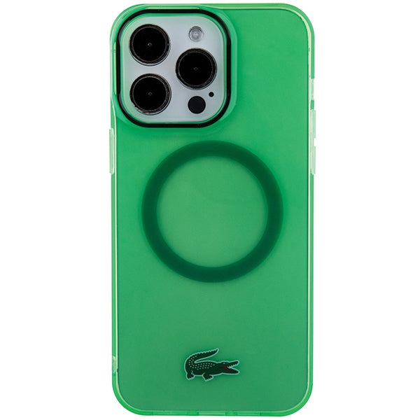 Lacoste LCHMP15XULON iPhone 15 Pro Max green hardcase with Transparent design and MagSafe