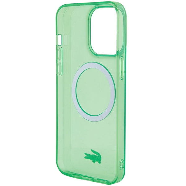 Lacoste LCHMP15XULON iPhone 15 Pro Max green hardcase with Transparent design and MagSafe