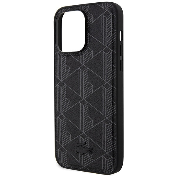 Lacoste LCHMP15XPBSK iPhone 15 Pro Max black hardcase with Blend Monogram design and MagSafe