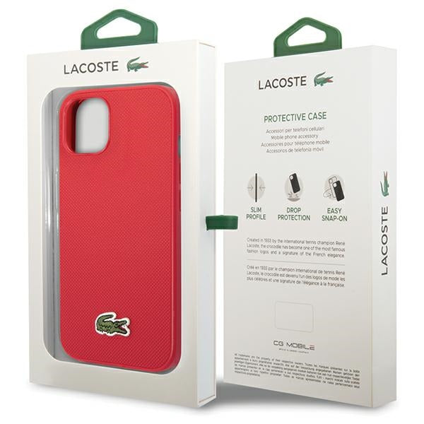 Lacoste LCHMP15SPVCR iPhone 15 / 14 / 13 red hardcase Iconic Petit Pique MagSafe