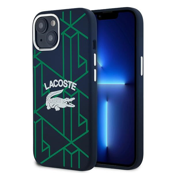 Lacoste LCHMP15SSBIV iPhone 15 blue hardcase Silicone Monogram Vintage Logo