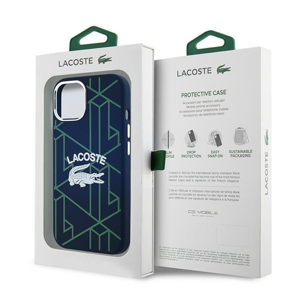 Lacoste LCHMP15SSBIV iPhone 15 blue hardcase Silicone Monogram Vintage Logo
