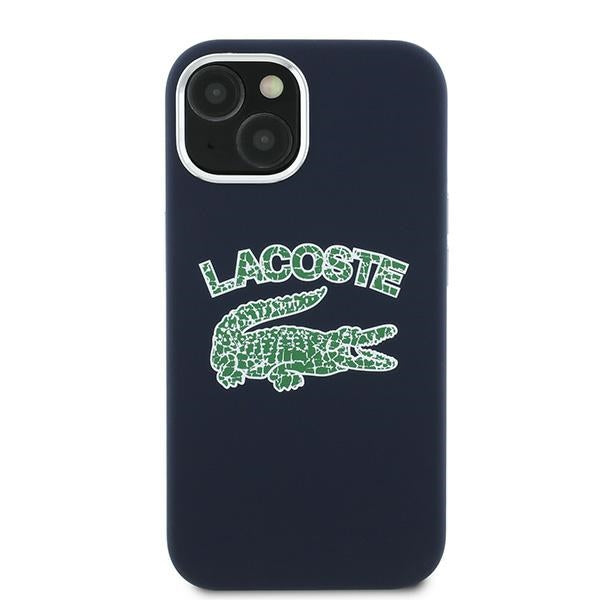 Lacoste LCHMP15SUCRV iPhone 15 / 14 / 13 navy blue hardcase Silicone Cracked Logo MagSafe
