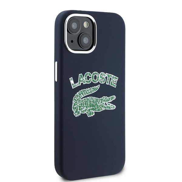 Lacoste LCHMP15SUCRV iPhone 15 / 14 / 13 navy blue hardcase Silicone Cracked Logo MagSafe
