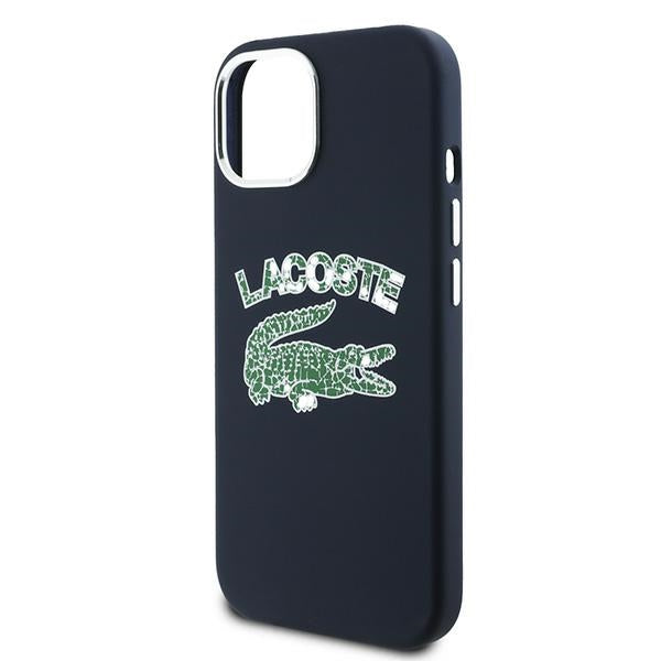 Lacoste LCHMP15SUCRV iPhone 15 / 14 / 13 navy blue hardcase Silicone Cracked Logo MagSafe