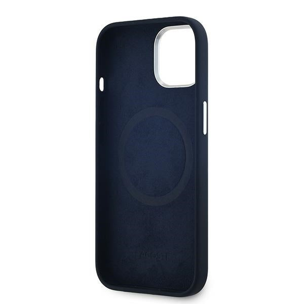 Lacoste LCHMP15SUCRV iPhone 15 / 14 / 13 navy blue hardcase Silicone Cracked Logo MagSafe