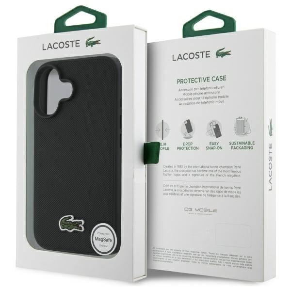 Lacoste LCHMP16SPVCK iPhone 16 black hardcase Iconic Petit Pique MagSafe