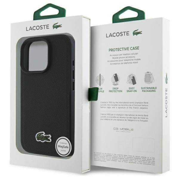 Lacoste LCHMP16LPVCK iPhone 16 Pro black hardcase Iconic Petit Pique MagSafe