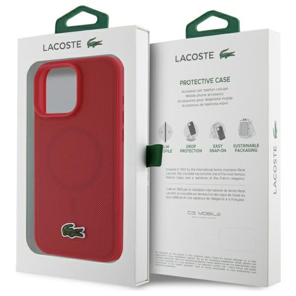 Lacoste LCHMP16LPVCR iPhone 16 Pro red hardcase Iconic Petit Pique MagSafe