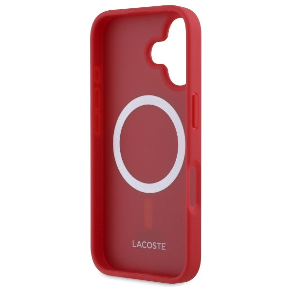 Lacoste LCHMP16SPVCR iPhone 16 red hardcase Iconic Petit Pique Woven Logo