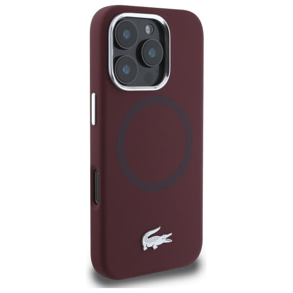 Lacoste LCHMP16LSMAR iPhone 16 Pro bordeaux hardcase Silicone Croco Logo MagSafe