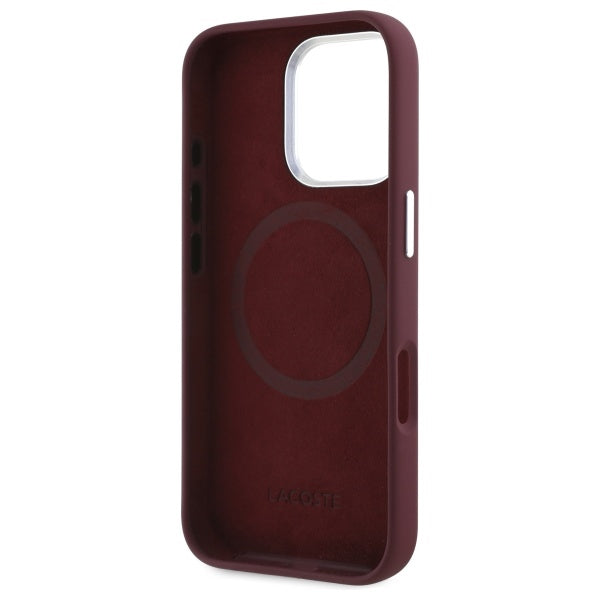 Lacoste LCHMP16LSMAR iPhone 16 Pro bordeaux hardcase Silicone Croco Logo MagSafe