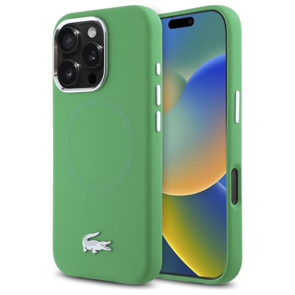 Lacoste LCHMP16LSMAN iPhone 16 Pro estragon hardcase Silicone Croco Logo MagSafe