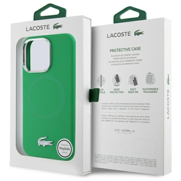 Lacoste LCHMP16LSMAN iPhone 16 Pro estragon hardcase Silicone Croco Logo MagSafe