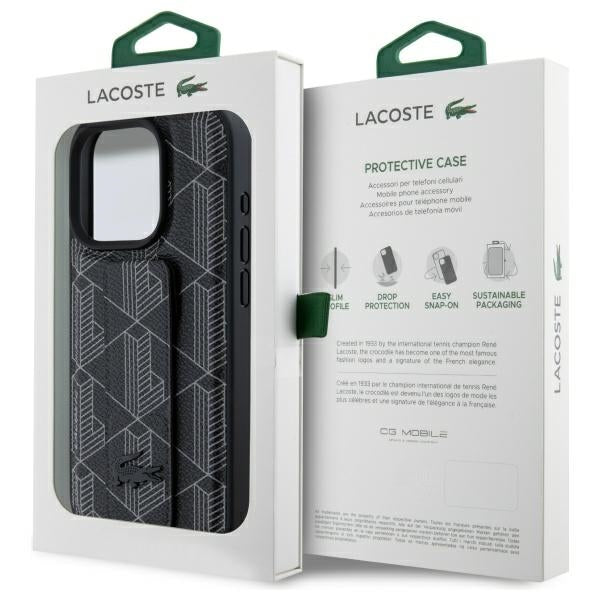 Lacoste LCHCP15XGSPBSK iPhone 15 Pro Max black hardcase Grip Stand Mono