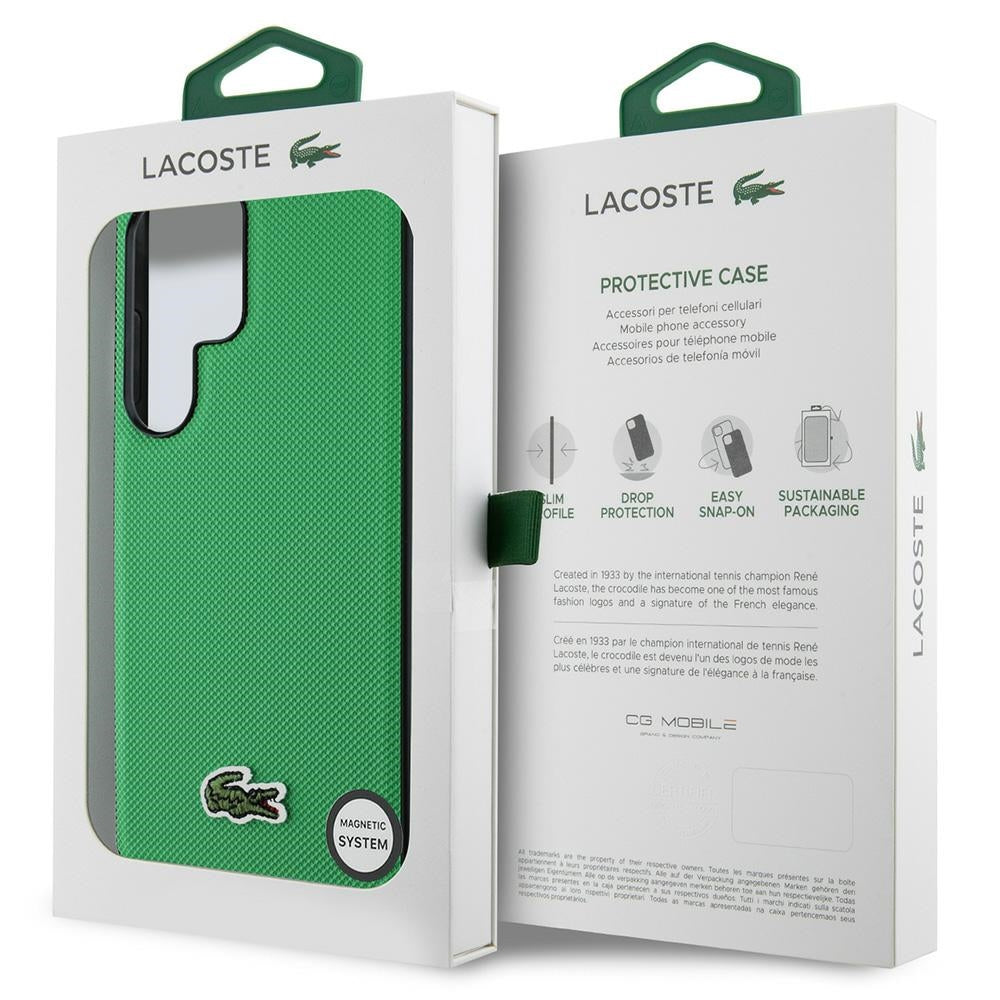 Lacoste Iconic Petit Pique Woven Logo MagSafe for Samsung Galaxy S25 Ultra Green