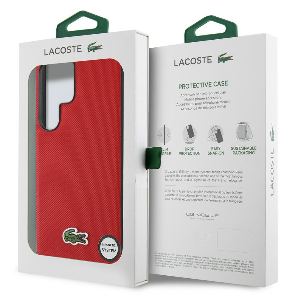 Lacoste Iconic Petit Pique Woven Logo MagSafe for Samsung Galaxy S25 Ultra Red