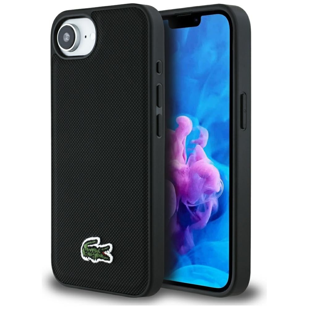 Lacoste LCHMPSE4PVCK Iconic Petit Pique Woven Logo MagSafe for iPhone 16e black