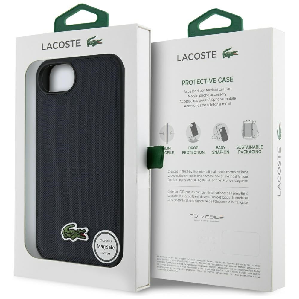 Lacoste LCHMPSE4PVCV Iconic Petit Pique Woven Logo MagSafe for iPhone 16e/17e blue