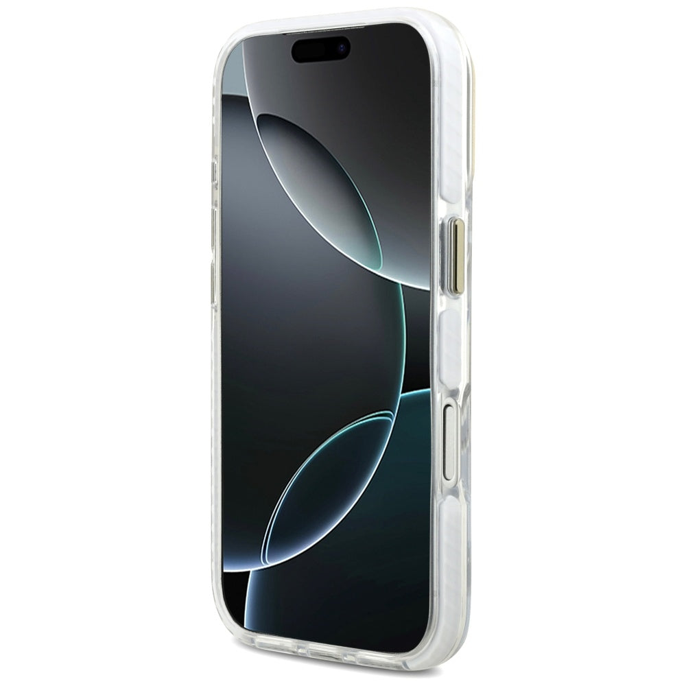 LACOSTE Shockproof Transparent Frosted Gold Logo MagSafe Case for iPhone 17 Pro White