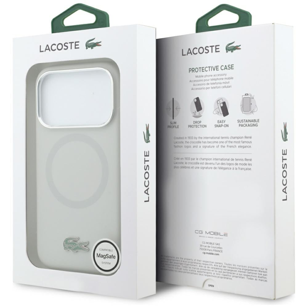 Lacoste LCHMP17XSLAG HC Silicone Metal Logo MagSafe Case for iPhone 17 Pro Max Grey