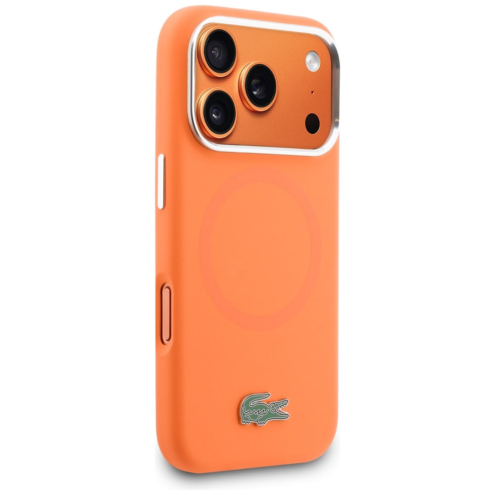 Lacoste LCHMP17LSLAO HC Silicone Metal Logo MagSafe Case for iPhone 17 Pro orange