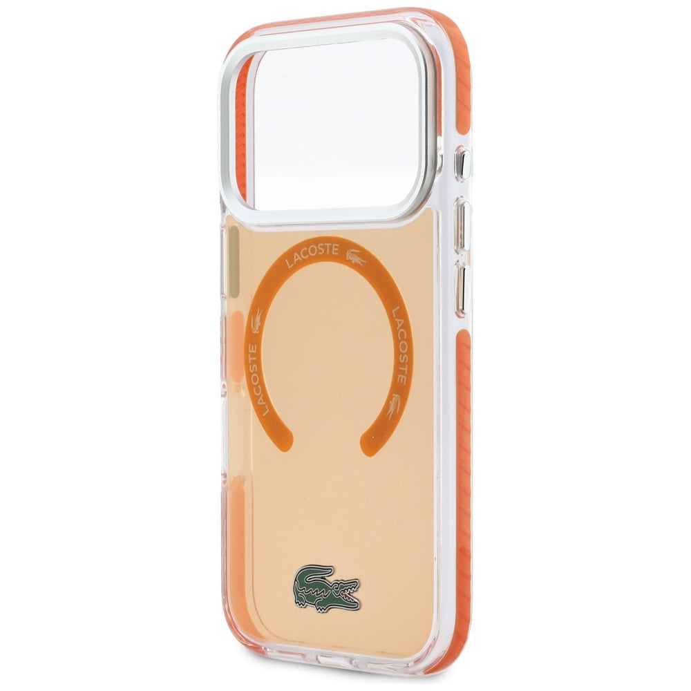 LACOSTE Shockproof Transparent Frosted MagSafe Case for iPhone 17 Pro Orange