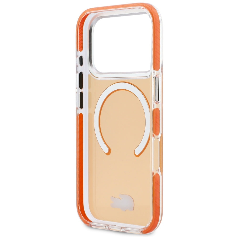 LACOSTE Shockproof Transparent Frosted MagSafe Case for iPhone 17 Pro Orange