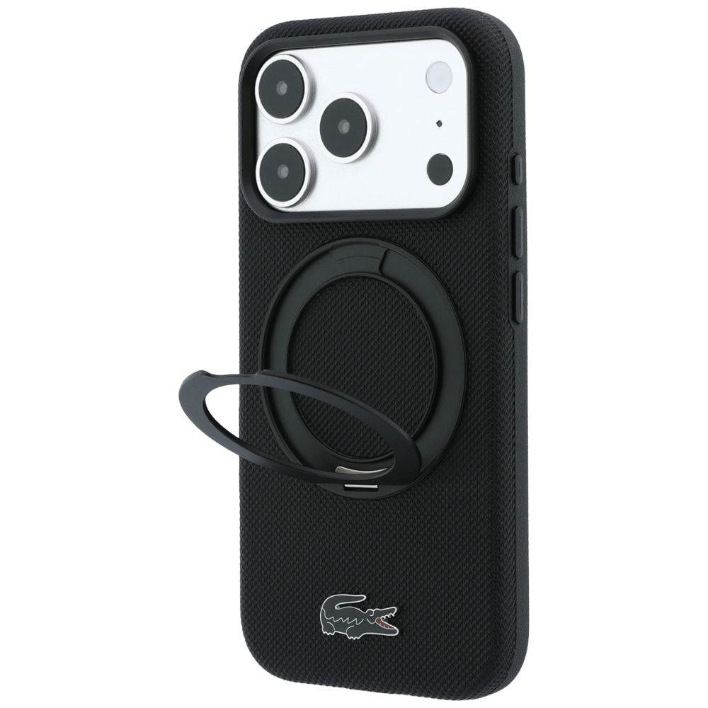 Case Lacoste Petit Pique with Ring Stand MagSafe for iPhone 18 Pro Max / 17 Pro Max black